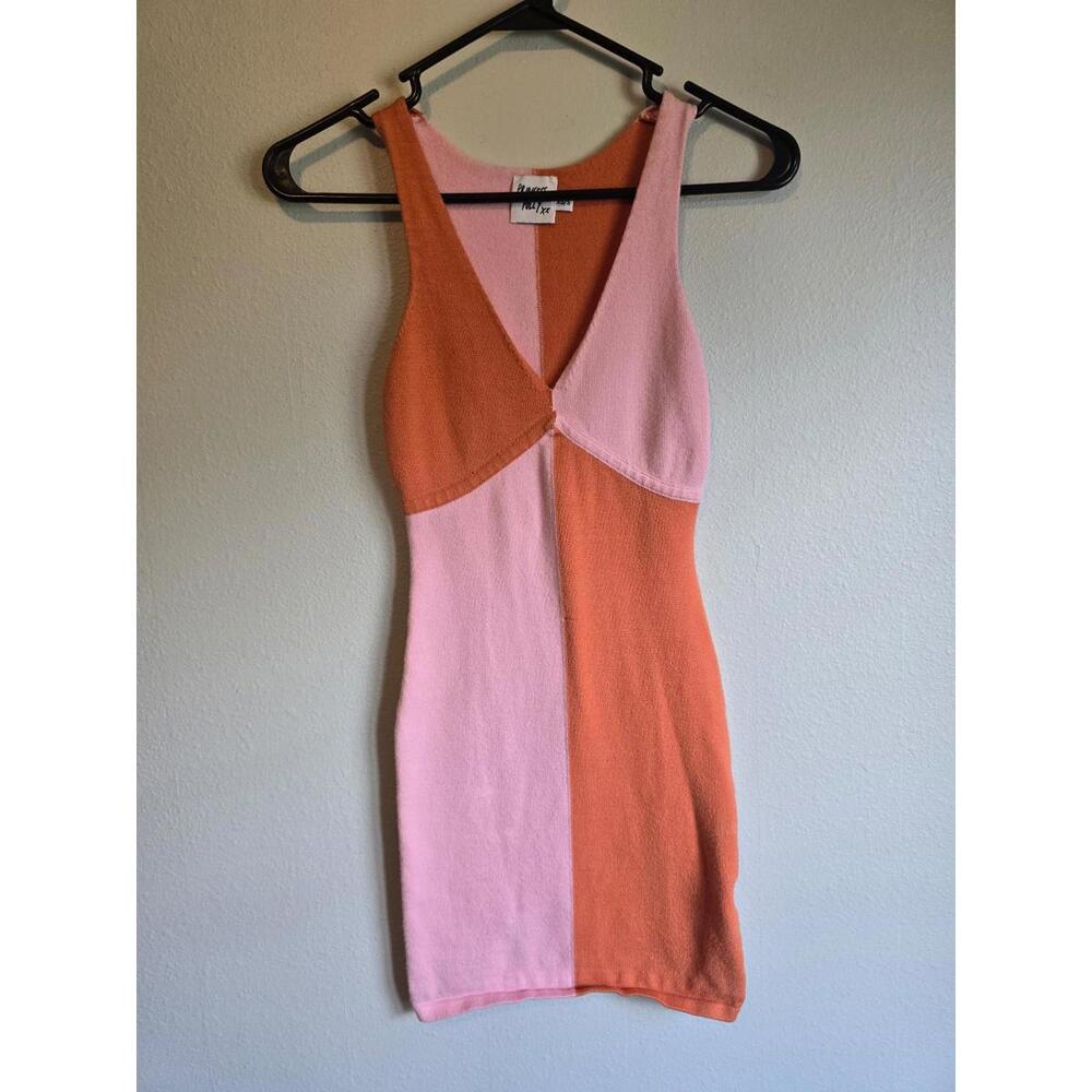 Princess Polly Pink and Orange Color Block Bodycon Knit Dress (XS/S)